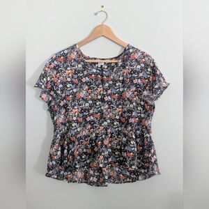 GAP Medium Blouse w/Flutter Sleeves, V-Neck w/Tie